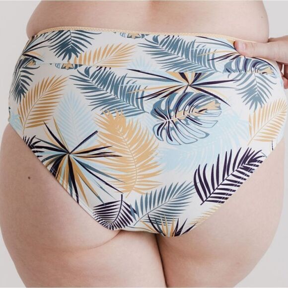 NWT 2XL - Midrise Full Coverage Briefs Bikini Swim Bottom in Palm Print - Picture 3 of 15
